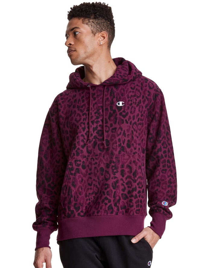 Champion Reverse Weave All Over Print - Miesten TummanVioletit Huppari - Suomi 6021785-ZD